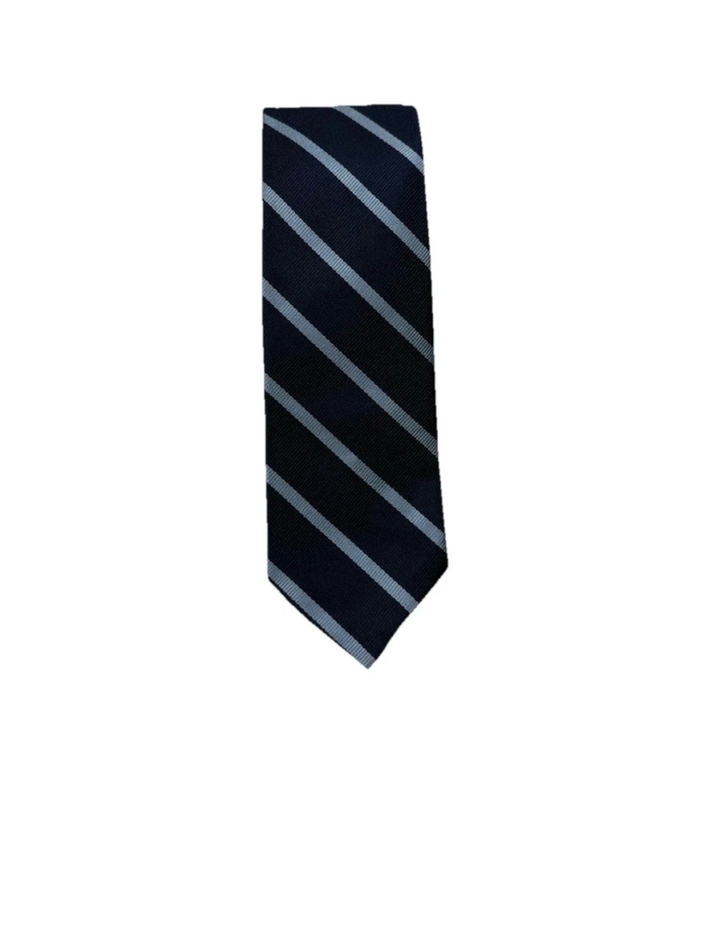 J. Crew 100% English Silk Navy Tie with Light Blue Diagonal‎ Stripes